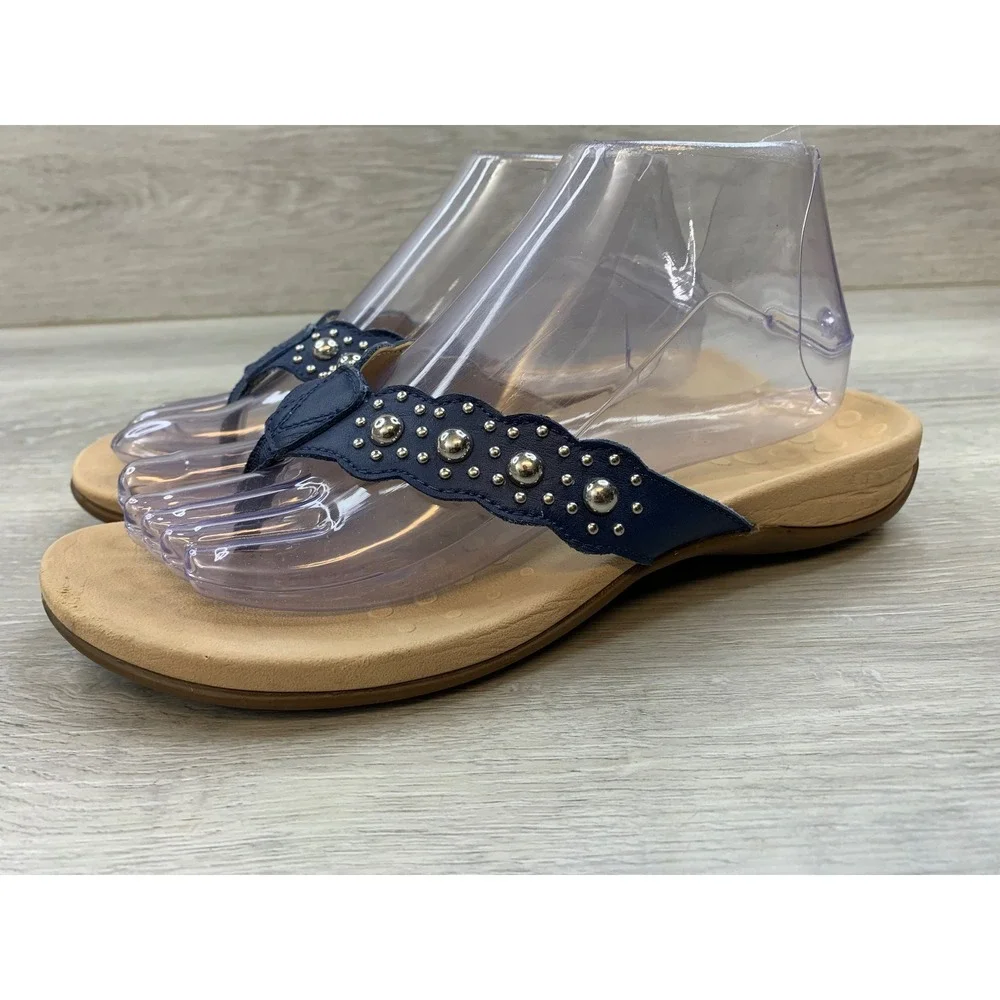 Vionic Starley Women's Blue Studded Thong Sandals 7.5 Casual Comfort Shoes - Picture 3 of 10